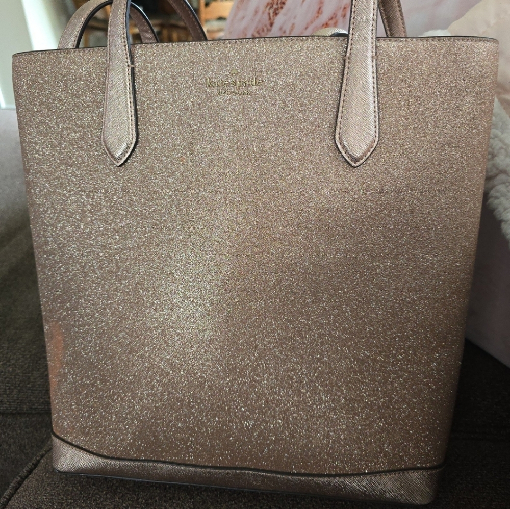 Kate Spade rose gold glitter tote